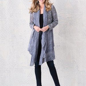 SALE ** NWT Simply Couture Blue Lacy Open Faced Light Weight Duster.